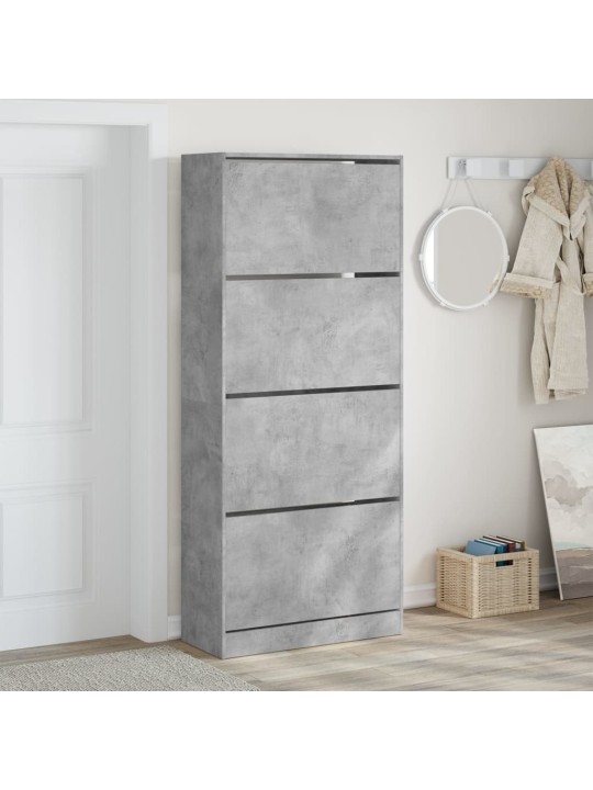 Botník se 4 výklopnými zásuvkami betonově šedý 80x34x187,5 cm