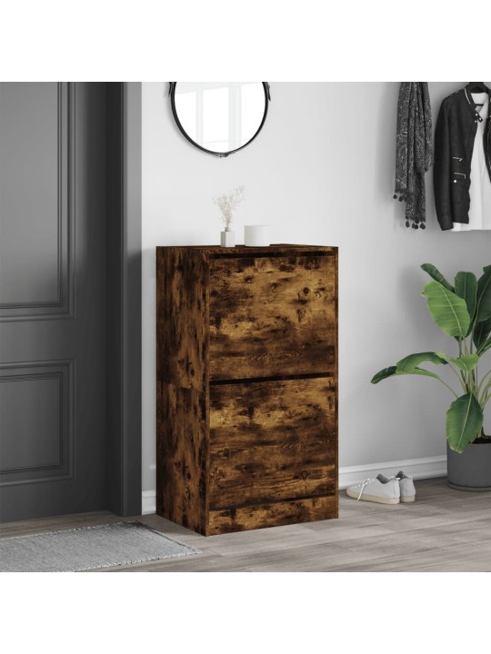 Botník se 2 výklopnými zásuvkami kouřový dub 60 x 42 x 108 cm