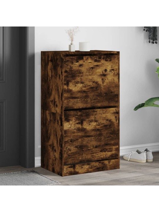 Botník se 2 výklopnými zásuvkami kouřový dub 60 x 42 x 108 cm
