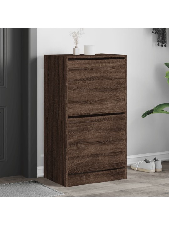 Botník se 2 výklopnými zásuvkami hnědý dub 60 x 42 x 108 cm