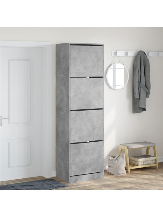 Botník se 4 výklopnými zásuvkami betonově šedý 60 x 42 x 204 cm