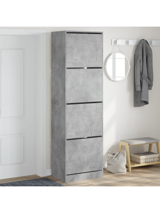 Botník se 4 výklopnými zásuvkami betonově šedý 60 x 42 x 204 cm