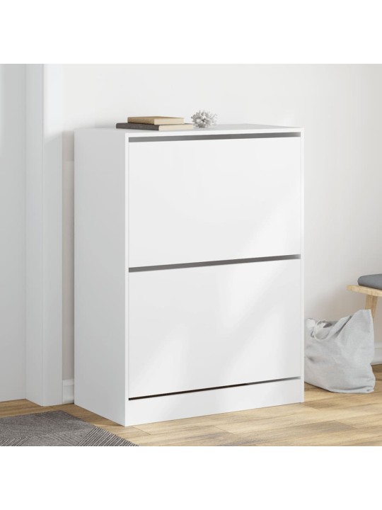 Botník se 2 výklopnými zásuvkami bílý 80 x 42 x 108 cm