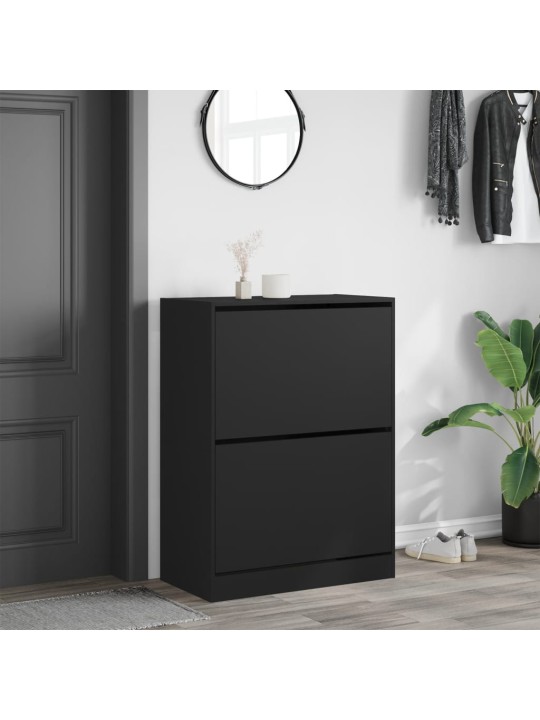 Botník se 2 výklopnými zásuvkami černý 80 x 42 x 108 cm