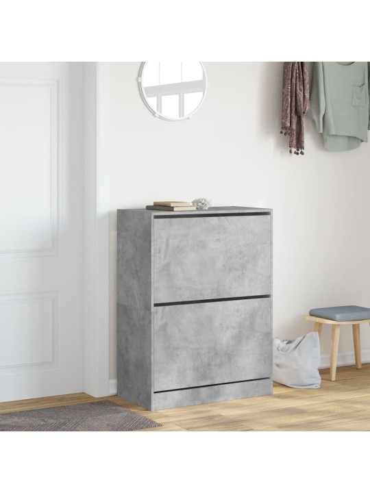Botník se 2 výklopnými zásuvkami betonově šedý 80 x 42 x 108 cm