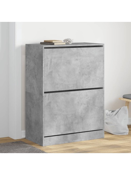 Botník se 2 výklopnými zásuvkami betonově šedý 80 x 42 x 108 cm