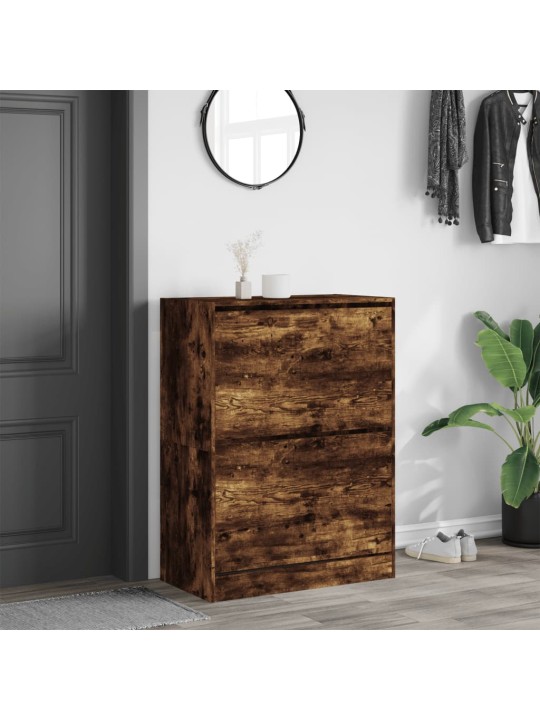Botník se 2 výklopnými zásuvkami kouřový dub 80 x 42 x 108 cm