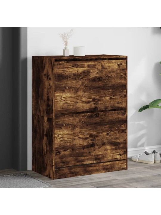 Botník se 2 výklopnými zásuvkami kouřový dub 80 x 42 x 108 cm