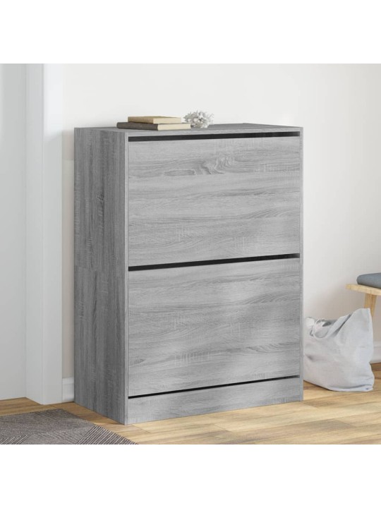 Botník se 2 výklopnými zásuvkami šedý sonoma 80 x 42 x 108 cm