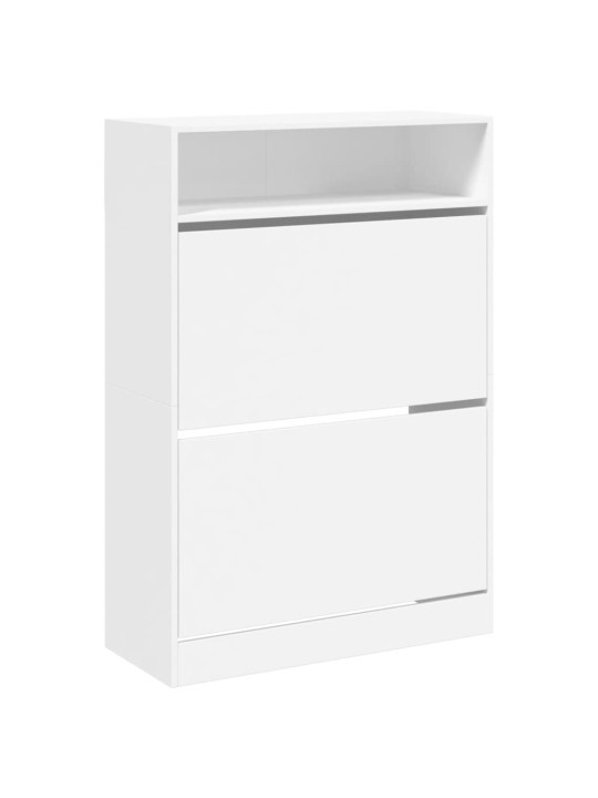 Botník se 2 výklopnými zásuvkami bílý 80 x 34 x 116 cm
