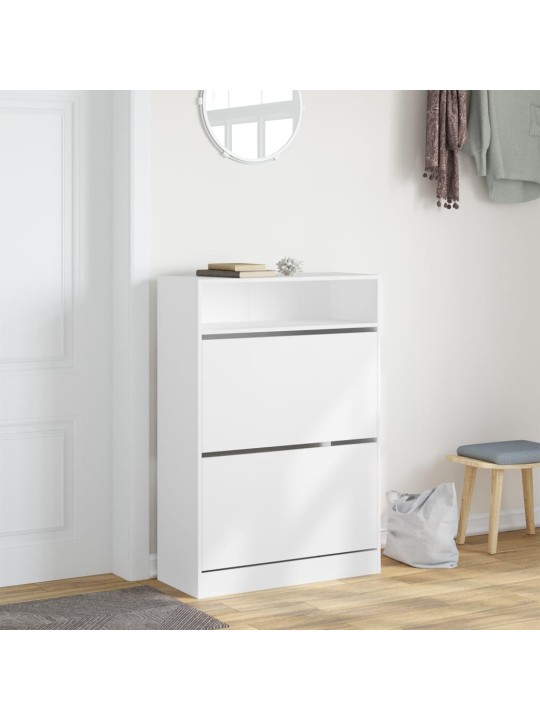 Botník se 2 výklopnými zásuvkami bílý 80 x 34 x 116 cm