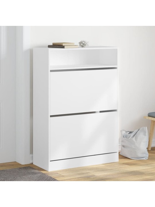 Botník se 2 výklopnými zásuvkami bílý 80 x 34 x 116 cm