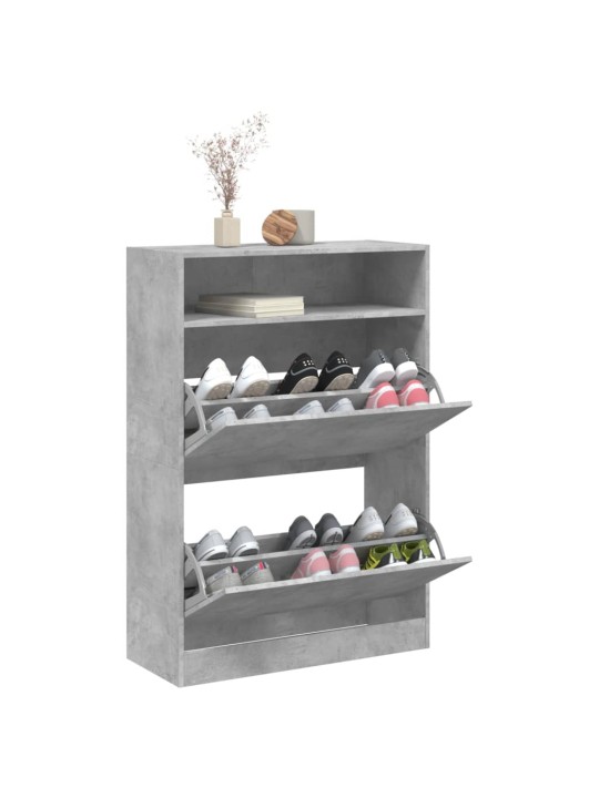 Botník se 2 výklopnými zásuvkami betonově šedý 80 x 34 x 116 cm