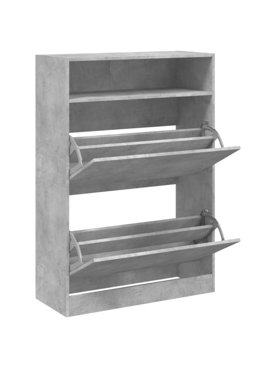 Botník se 2 výklopnými zásuvkami betonově šedý 80 x 34 x 116 cm