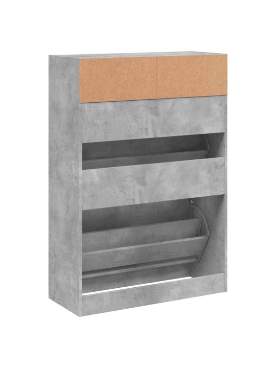 Botník se 2 výklopnými zásuvkami betonově šedý 80 x 34 x 116 cm