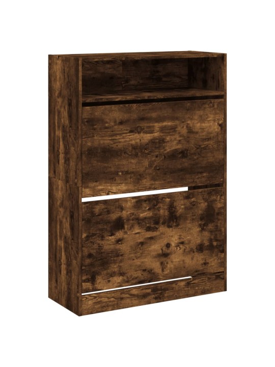 Botník se 2 výklopnými zásuvkami kouřový dub 80 x 34 x 116 cm
