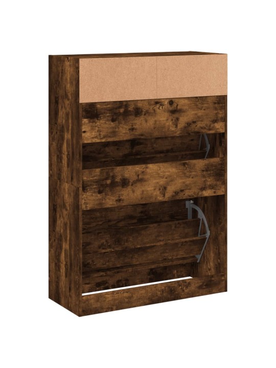 Botník se 2 výklopnými zásuvkami kouřový dub 80 x 34 x 116 cm