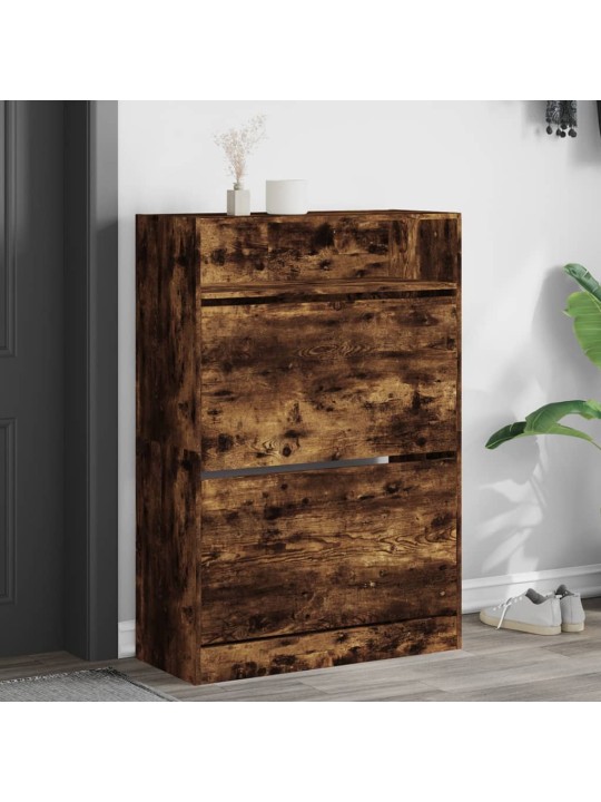 Botník se 2 výklopnými zásuvkami kouřový dub 80 x 34 x 116 cm
