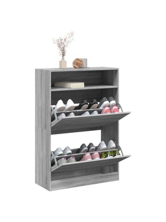 Botník se 2 výklopnými zásuvkami šedý sonoma 80 x 34 x 116 cm