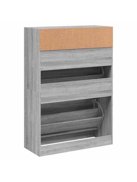 Botník se 2 výklopnými zásuvkami šedý sonoma 80 x 34 x 116 cm