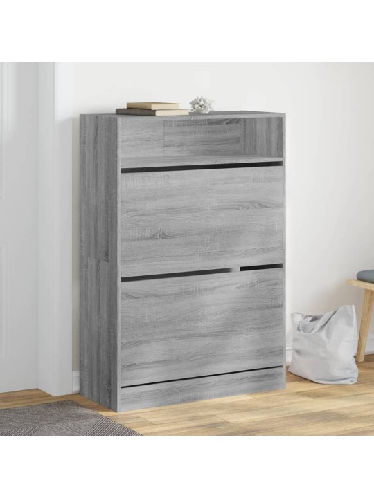 Botník se 2 výklopnými zásuvkami šedý sonoma 80 x 34 x 116 cm