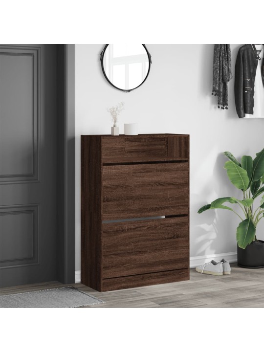 Botník se 2 výklopnými zásuvkami hnědý dub 80 x 34 x 116 cm