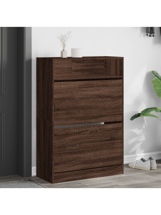 Botník se 2 výklopnými zásuvkami hnědý dub 80 x 34 x 116 cm