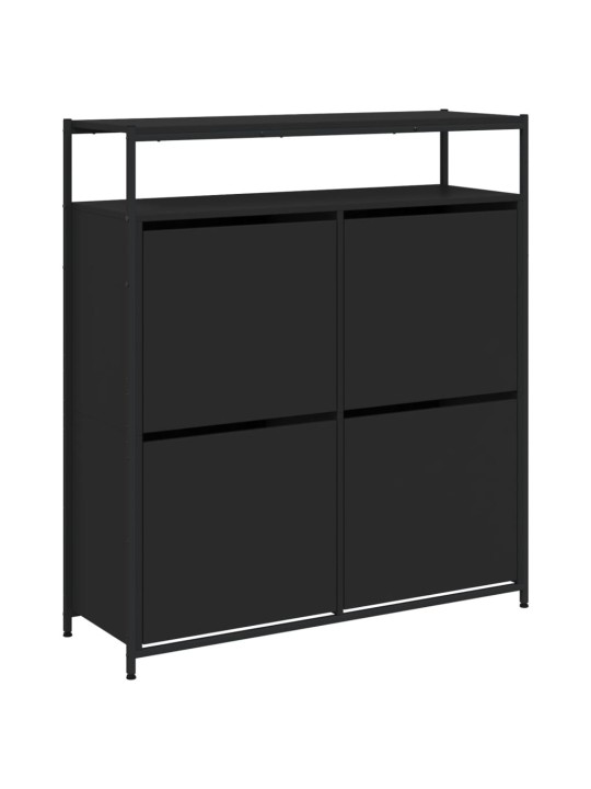 Botník se 4 výklopnými zásuvkami černý 100 x 34 x 112 cm