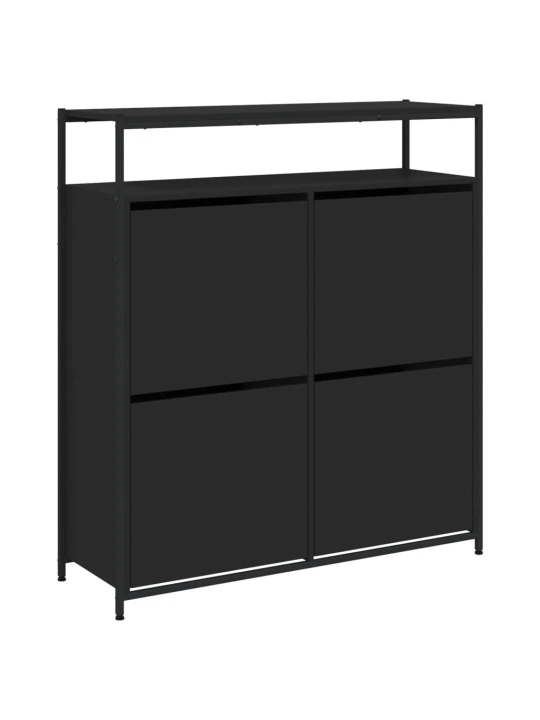 Botník se 4 výklopnými zásuvkami černý 100 x 34 x 112 cm