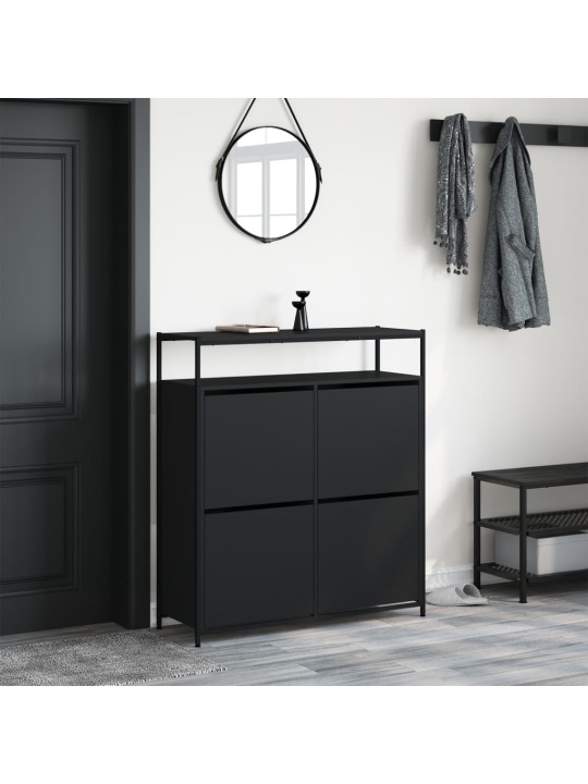 Botník se 4 výklopnými zásuvkami černý 100 x 34 x 112 cm