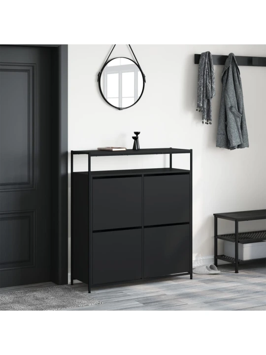Botník se 4 výklopnými zásuvkami černý 100 x 34 x 112 cm