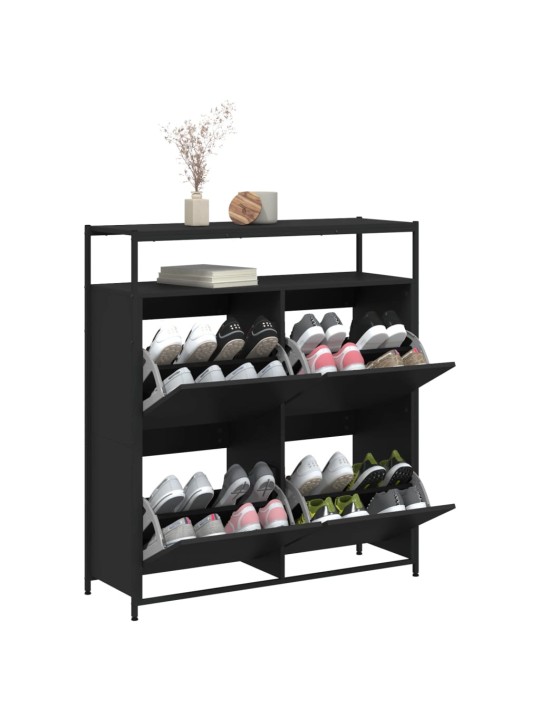 Botník se 4 výklopnými zásuvkami černý 100 x 34 x 112 cm