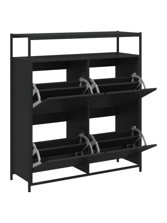 Botník se 4 výklopnými zásuvkami černý 100 x 34 x 112 cm