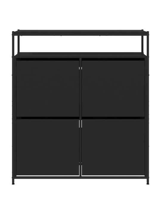 Botník se 4 výklopnými zásuvkami černý 100 x 34 x 112 cm
