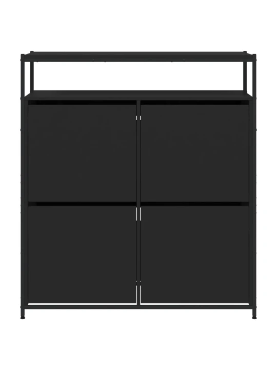 Botník se 4 výklopnými zásuvkami černý 100 x 34 x 112 cm