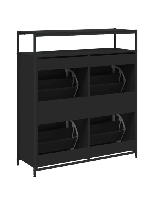 Botník se 4 výklopnými zásuvkami černý 100 x 34 x 112 cm
