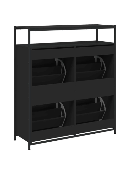 Botník se 4 výklopnými zásuvkami černý 100 x 34 x 112 cm