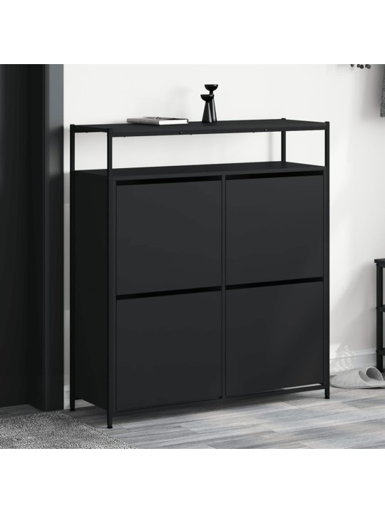 Botník se 4 výklopnými zásuvkami černý 100 x 34 x 112 cm