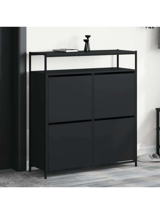 Botník se 4 výklopnými zásuvkami černý 100 x 34 x 112 cm