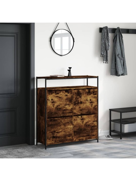 Botník se 4 výklopnými zásuvkami kouřový dub 100 x 34 x 112 cm