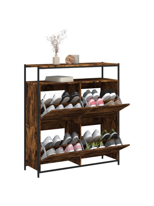 Botník se 4 výklopnými zásuvkami kouřový dub 100 x 34 x 112 cm