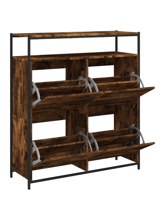 Botník se 4 výklopnými zásuvkami kouřový dub 100 x 34 x 112 cm