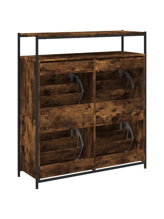 Botník se 4 výklopnými zásuvkami kouřový dub 100 x 34 x 112 cm
