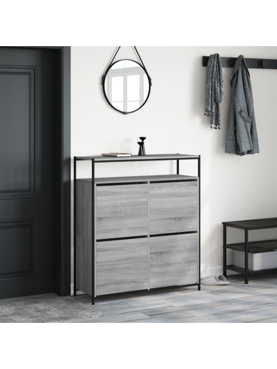 Botník se 4 výklopnými zásuvkami šedý sonoma 100 x 34 x 112 cm