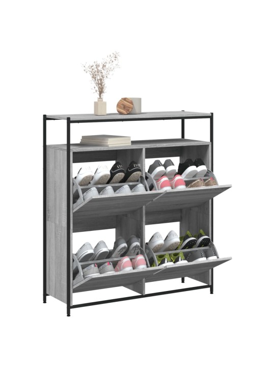 Botník se 4 výklopnými zásuvkami šedý sonoma 100 x 34 x 112 cm