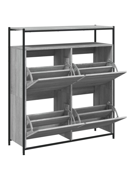 Botník se 4 výklopnými zásuvkami šedý sonoma 100 x 34 x 112 cm