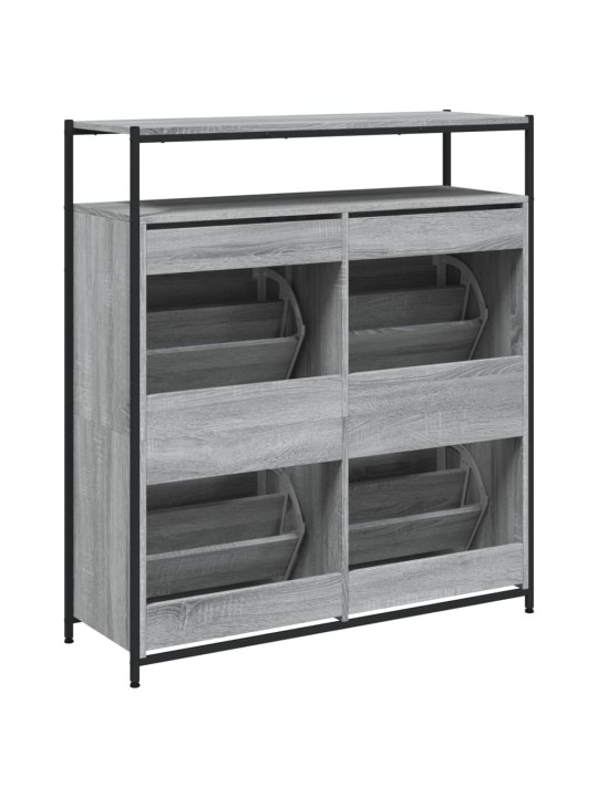 Botník se 4 výklopnými zásuvkami šedý sonoma 100 x 34 x 112 cm