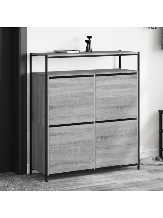 Botník se 4 výklopnými zásuvkami šedý sonoma 100 x 34 x 112 cm