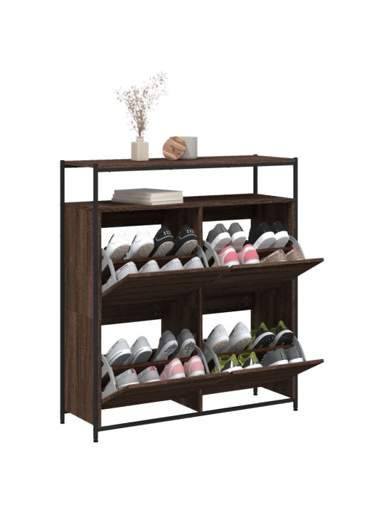 Botník se 4 výklopnými zásuvkami hnědý dub 100 x 34 x 112 cm