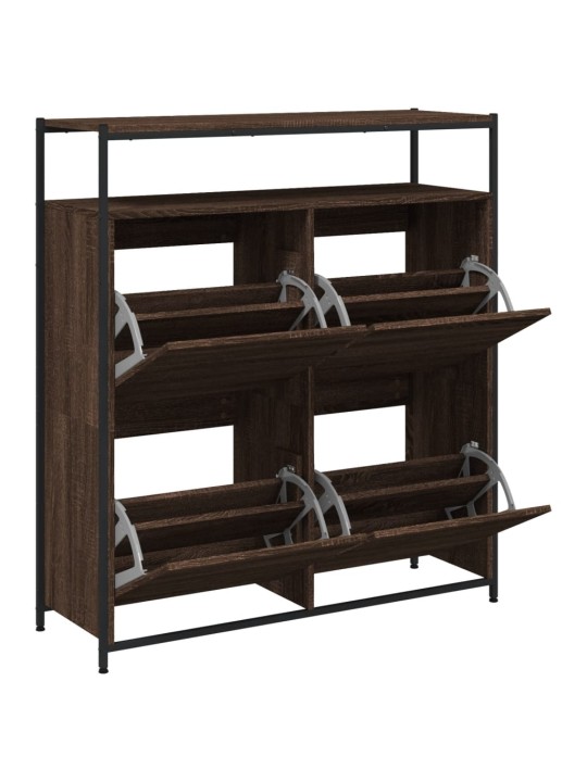 Botník se 4 výklopnými zásuvkami hnědý dub 100 x 34 x 112 cm
